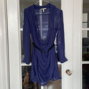 BCBGeneration runway beach cover up tunic cowl neck belted dress Mayan blue XS